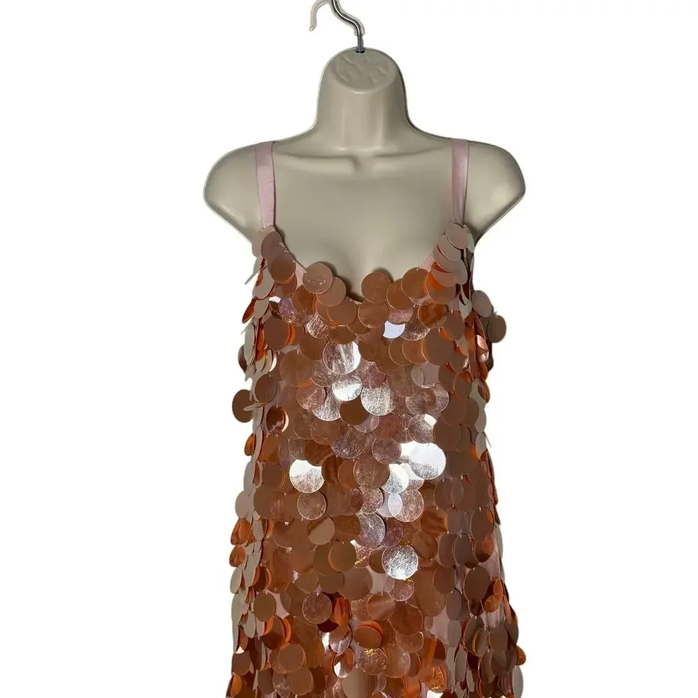 J. Crew Rose Gold Sequin Midi Slip Dress